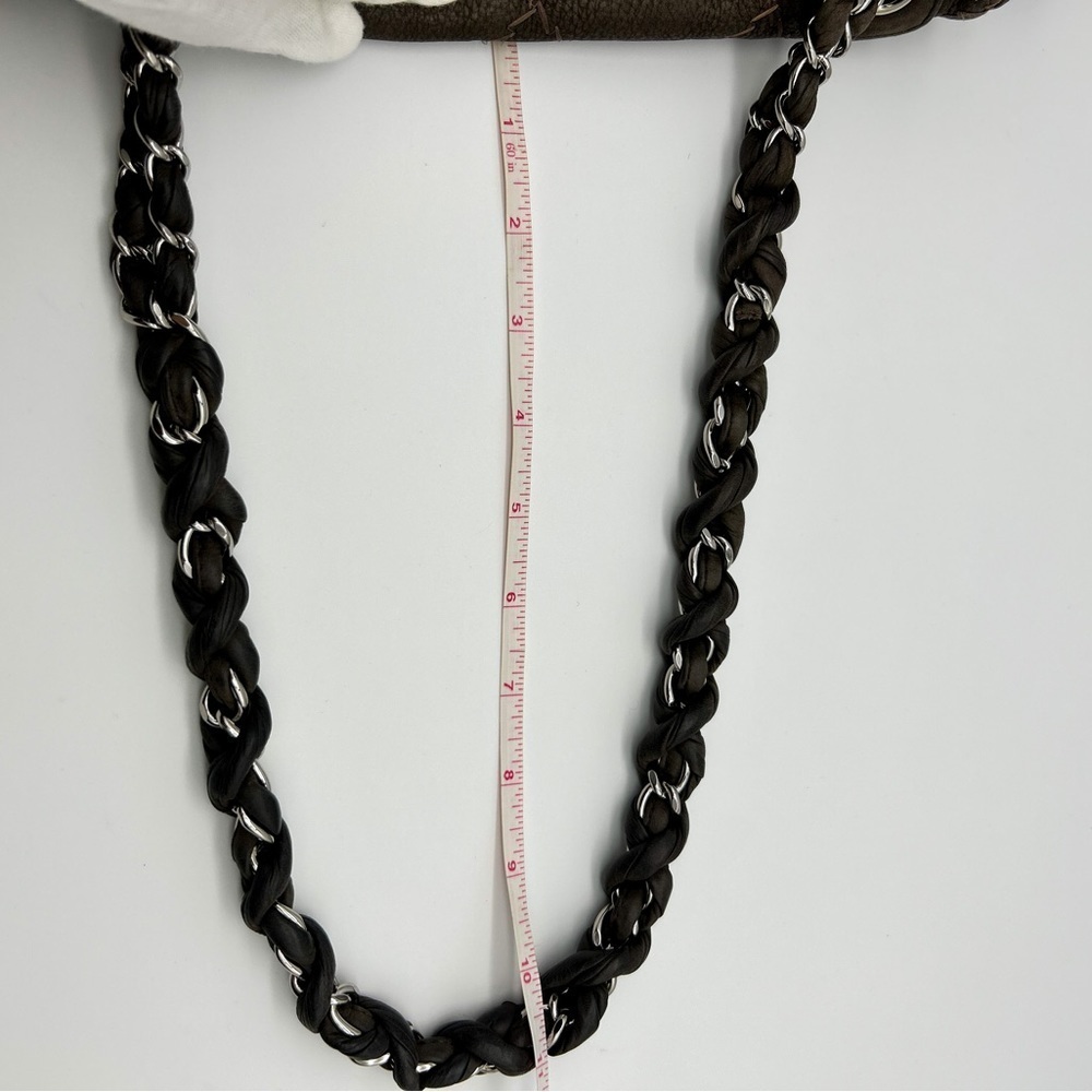 Chanel wild whipstitch flap bag grey suede silver hardware with card - Picture 7 of 16
